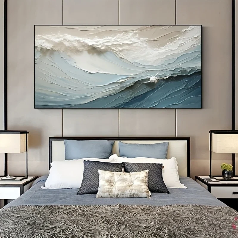 Large Scale Wave Texture Painting, Landscape Abstract Oil Painting, Modern Mural Painting, Living Room Decoration