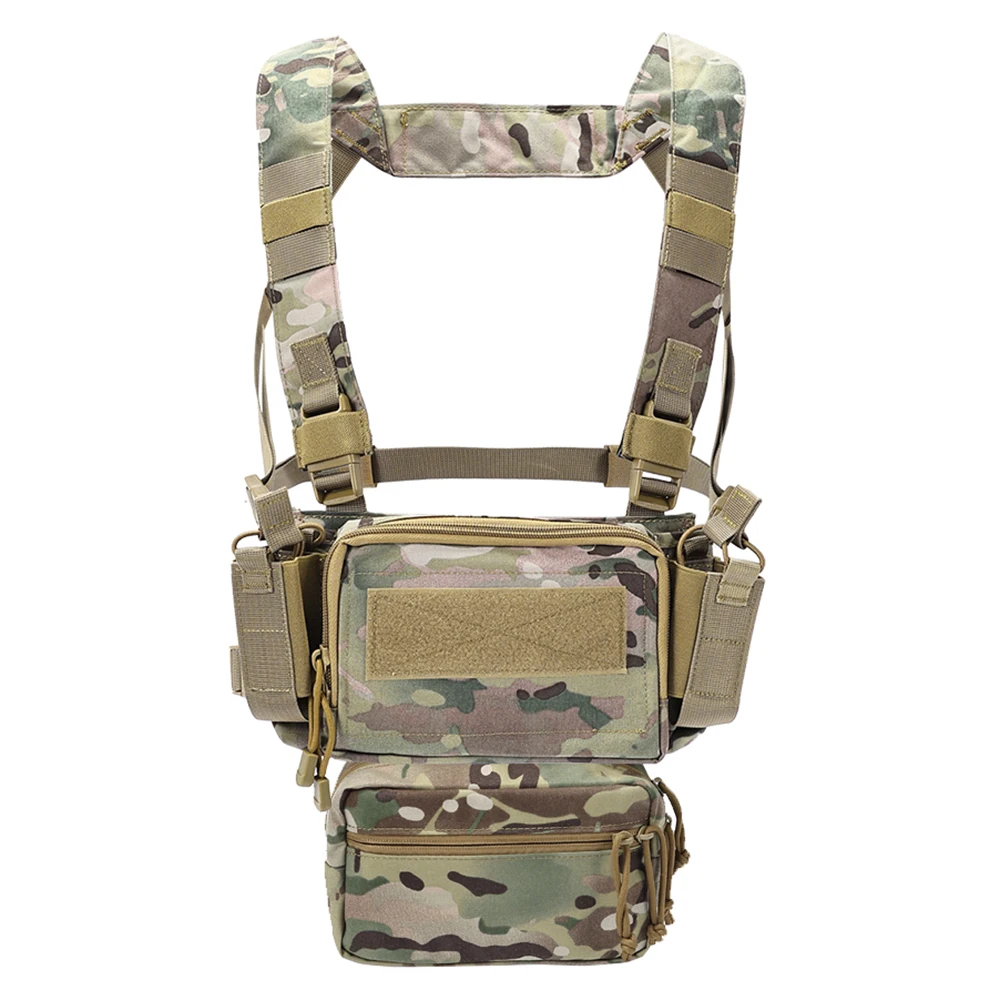 SINAIRSOFT Tactical D3CR Chest Rig Micro Chest Vest with 5.56 7.62 Rifle & 9mm Nylon Pistol Magazine Pouch Hunting Outdoor Gear