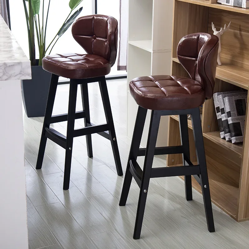 

Yujiangxuan Wooden Bar Chair High Stool Home Study Backrest Bar Stool Simple Retro Cashier Chair Bar Chair