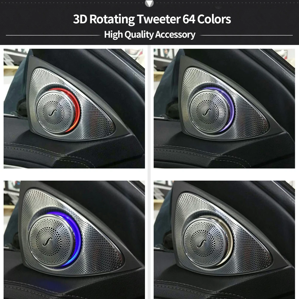 

3D Rotating Tweeter 64 Colors Loudspeaker Trim Luminous Decoration Upgrade Audio Trumpet Horn for E-W213