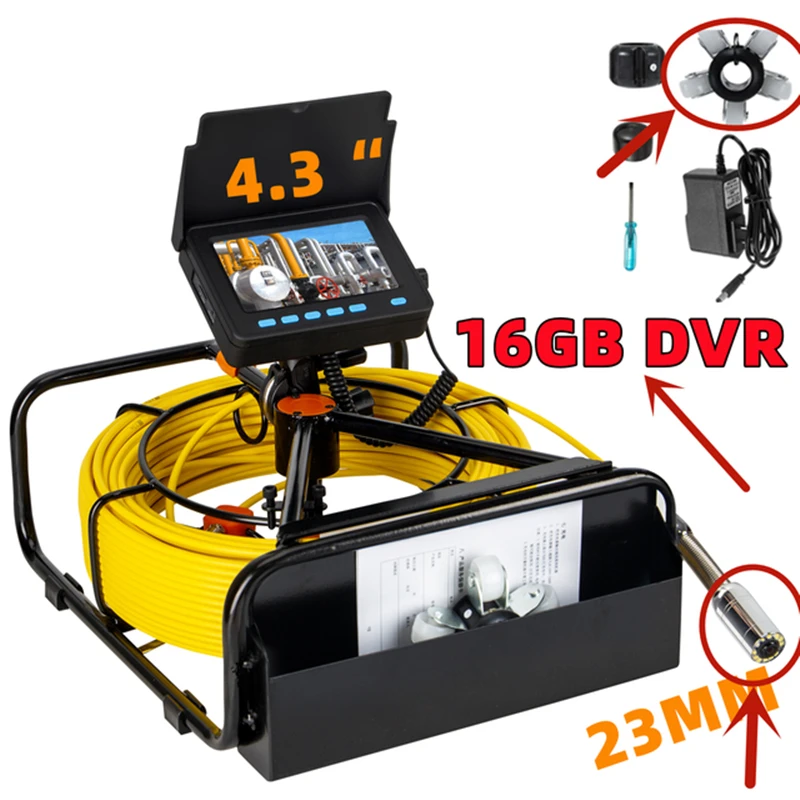 50M/298FT Pipe Inspection Camera DVR 16GB Video Recording,SYANSPAN Sewer Endoscope 23MM/ Head with 12LED Lights Waterproof IP68