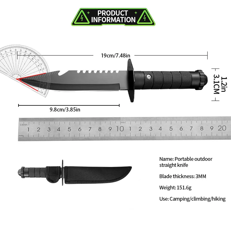 Outdoor High Hardness Cutter, EDC Portable Survival Knife, Fixed Blade, Multi-purpose Camping Fruit Knife and Hunting Knife