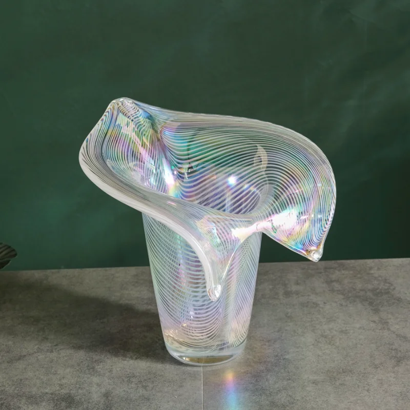 

American creative geometric stripes colorful crystal glass vase wine cabinet TV cabinet model room soft home decoration