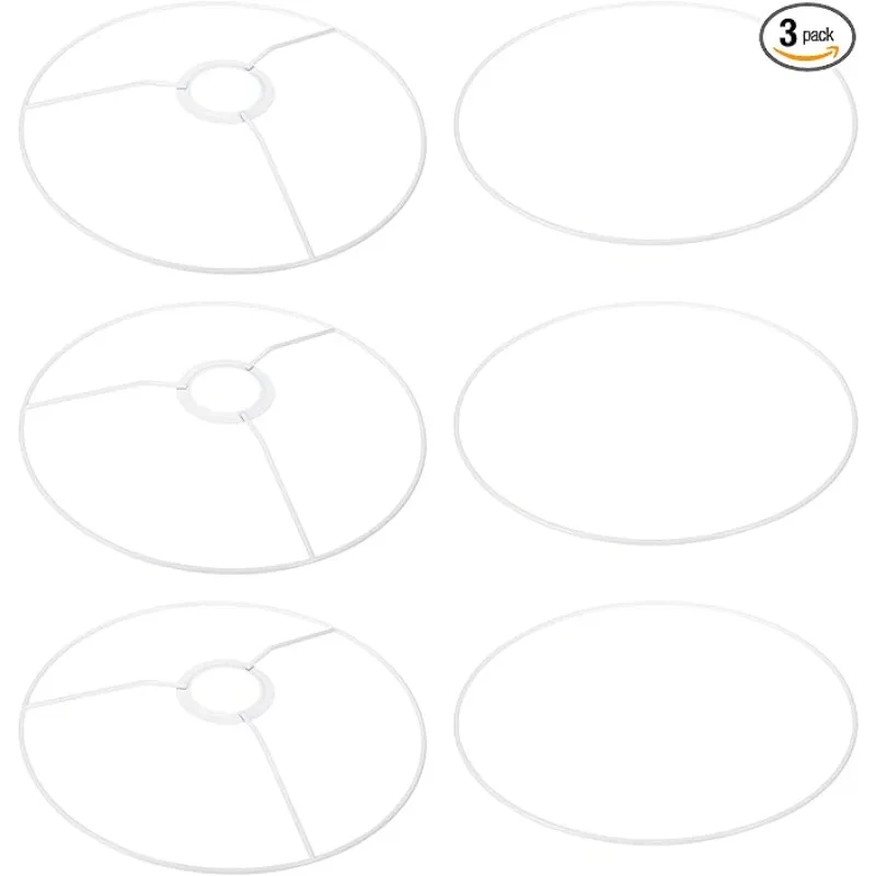E26 E27 Lamp Shade Ring Frame with European Fitter, 3 Pack Lampshade Holder Wire Frame DIY Drum Ring for Table Floor Lamp White