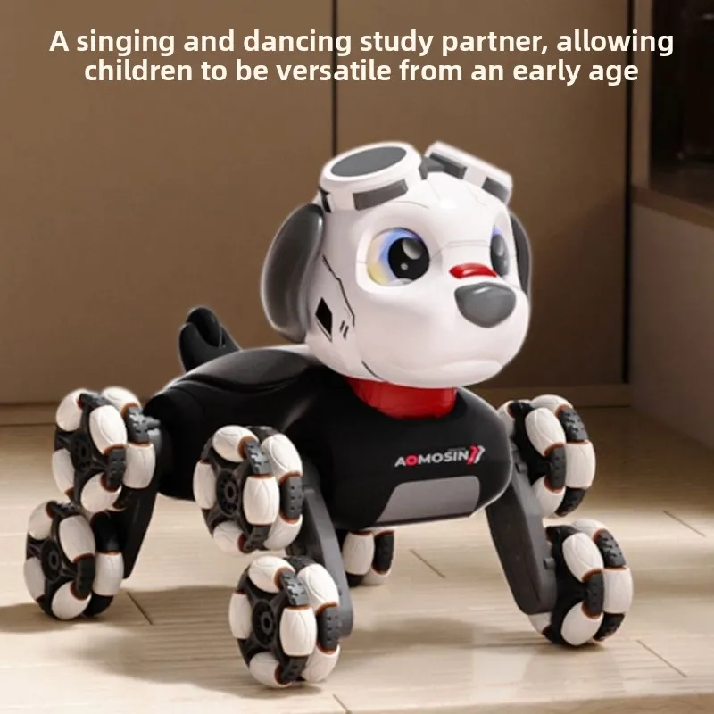 หุ่นยนต์สุนัขอัจฉริยะควบคุมระยะไกล 8 ล้อ ของเล่นสัตว์เลี้ยงผาดโผน ของเล่นเด็ก หุ่นยนต์สุนัข มอบของขวัญให้เด็กๆ
