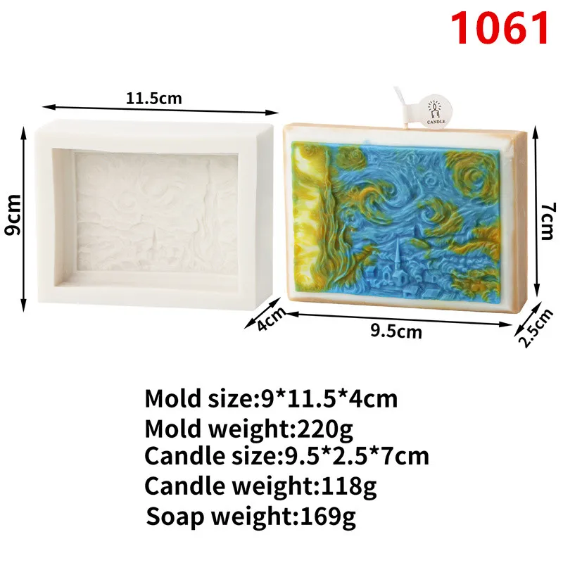 3D Square Soap Mold Designs DIY  Vintage Pattern Waves Starry Sky Modeling Hand-Made Silicone Mold