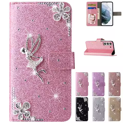 Wallet Glitter Leather Case For Samsung Galaxy S25 FE S24 Ultra S23 S22 Plus S21 A35 A55 A16 A26 A36 A56 A06 A13 A14 A15 A34 A54