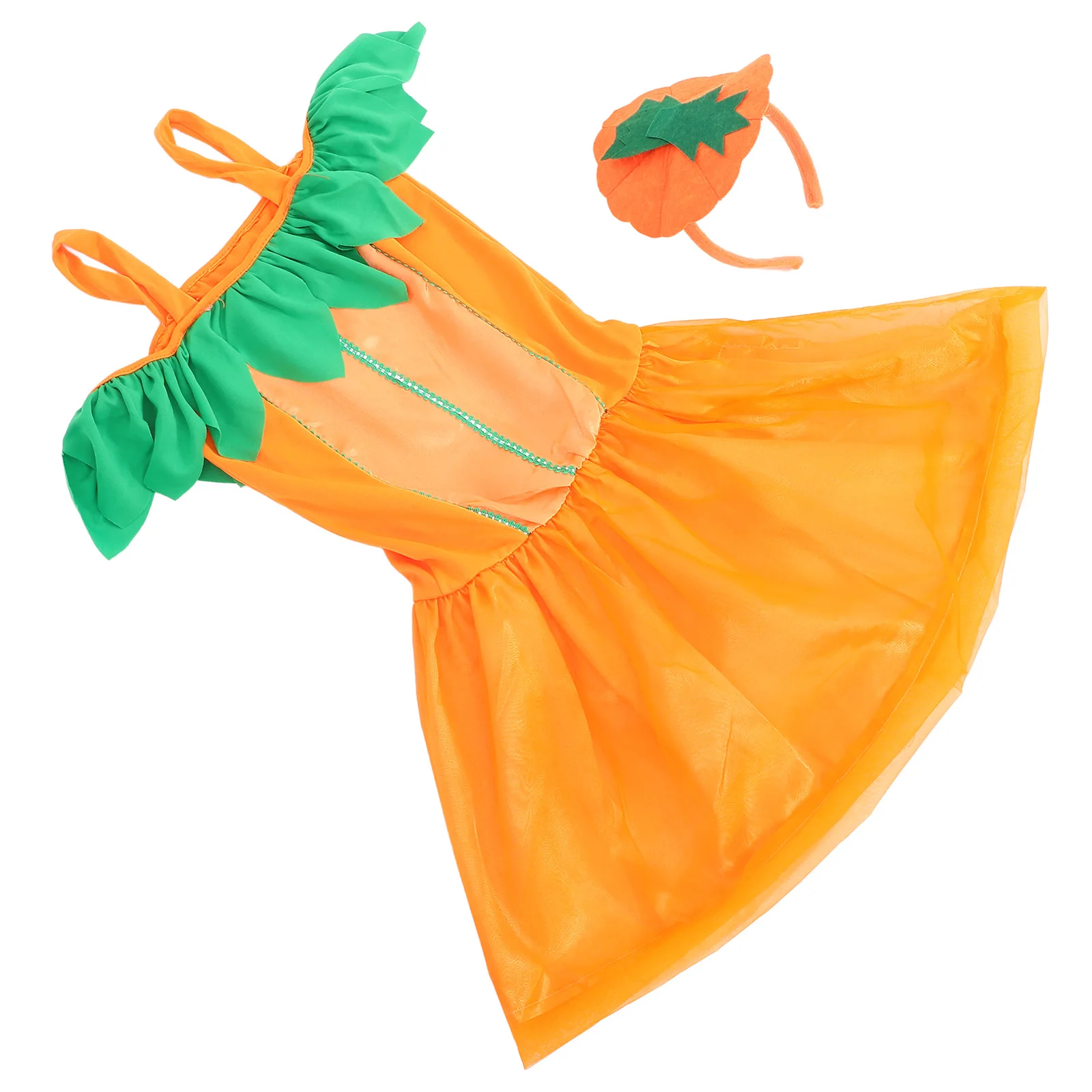 

Pumpkin Hairband Tulle Dress Set L Size Halloween Costume Props Supplies Decorations Festive Accessories Party Wear