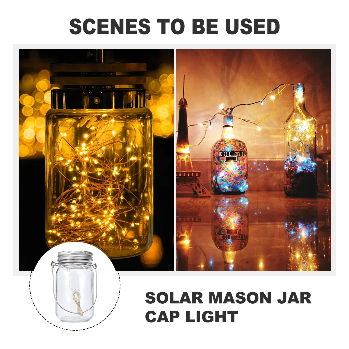 

1set 1Set Solar Powered Jar Light Gentle Led Lamp For Garden Balcony Outdoor Decoration Jar Solar Lantern Light Strap