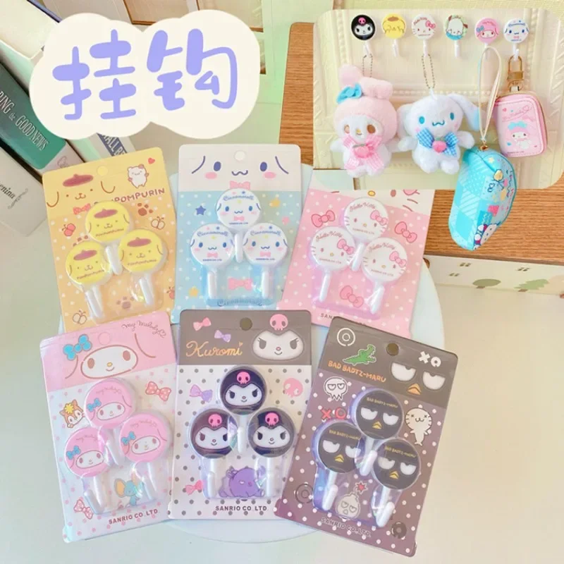 

Sanrio Hello Kitty Sticking Hook Cartoon Anime Cute Kuromi No Punching Required Hook Home Goods Room Sticking Hook Holiday Gifts