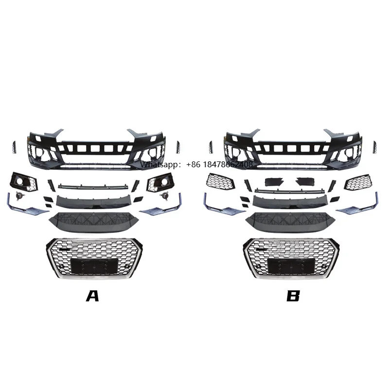 

A4 B9 S4 Upgrade RS4 Front Bumper Front Lip Kit RS4 Style Front Grille A4 S4 Body Kit for A4 B9 S4 2016-2019