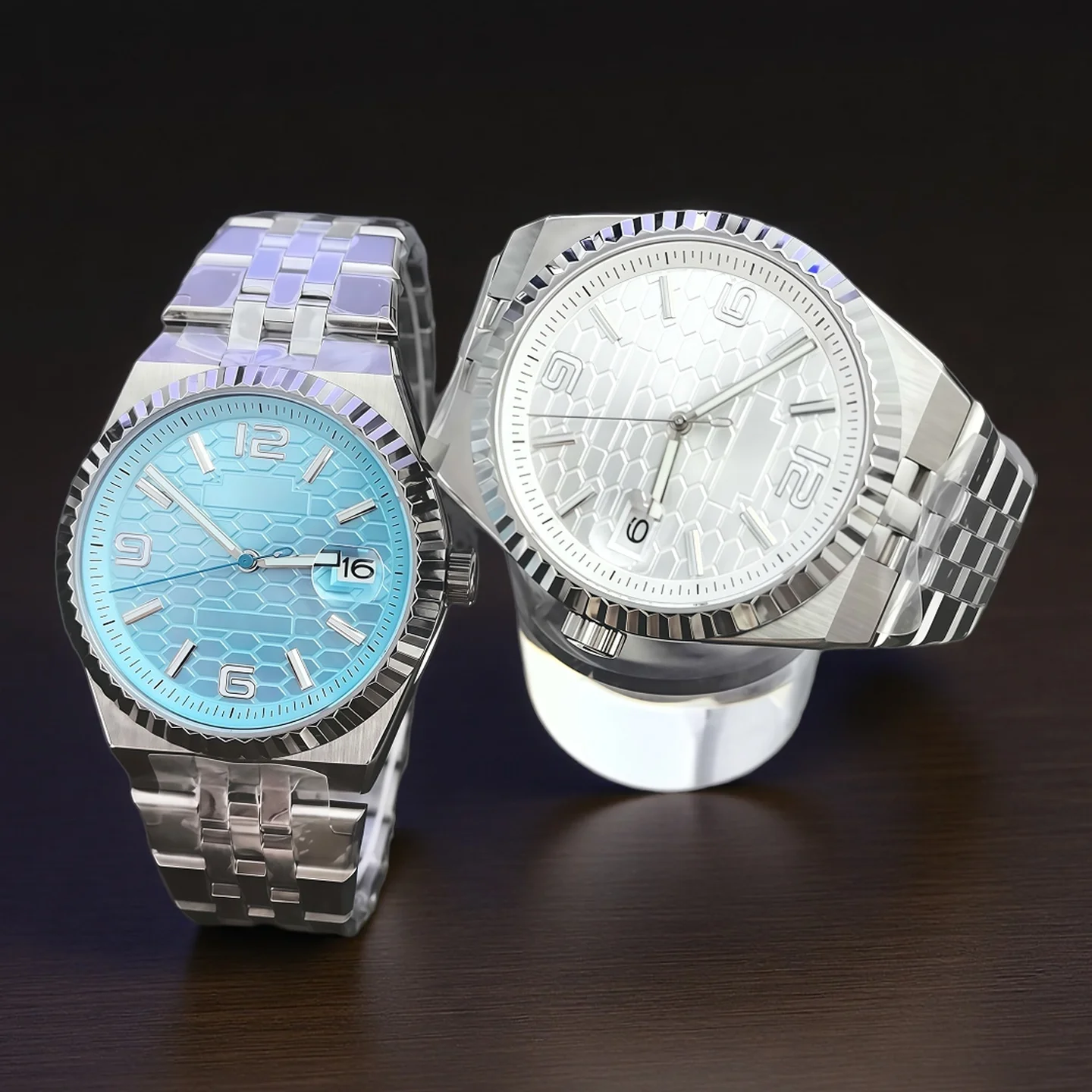 40mm Case Men's Trendy Fashion Automatic Mechanical Watch NH35 Movement Luminous Waterproof Sapphire Glass Stainless Steel Strap