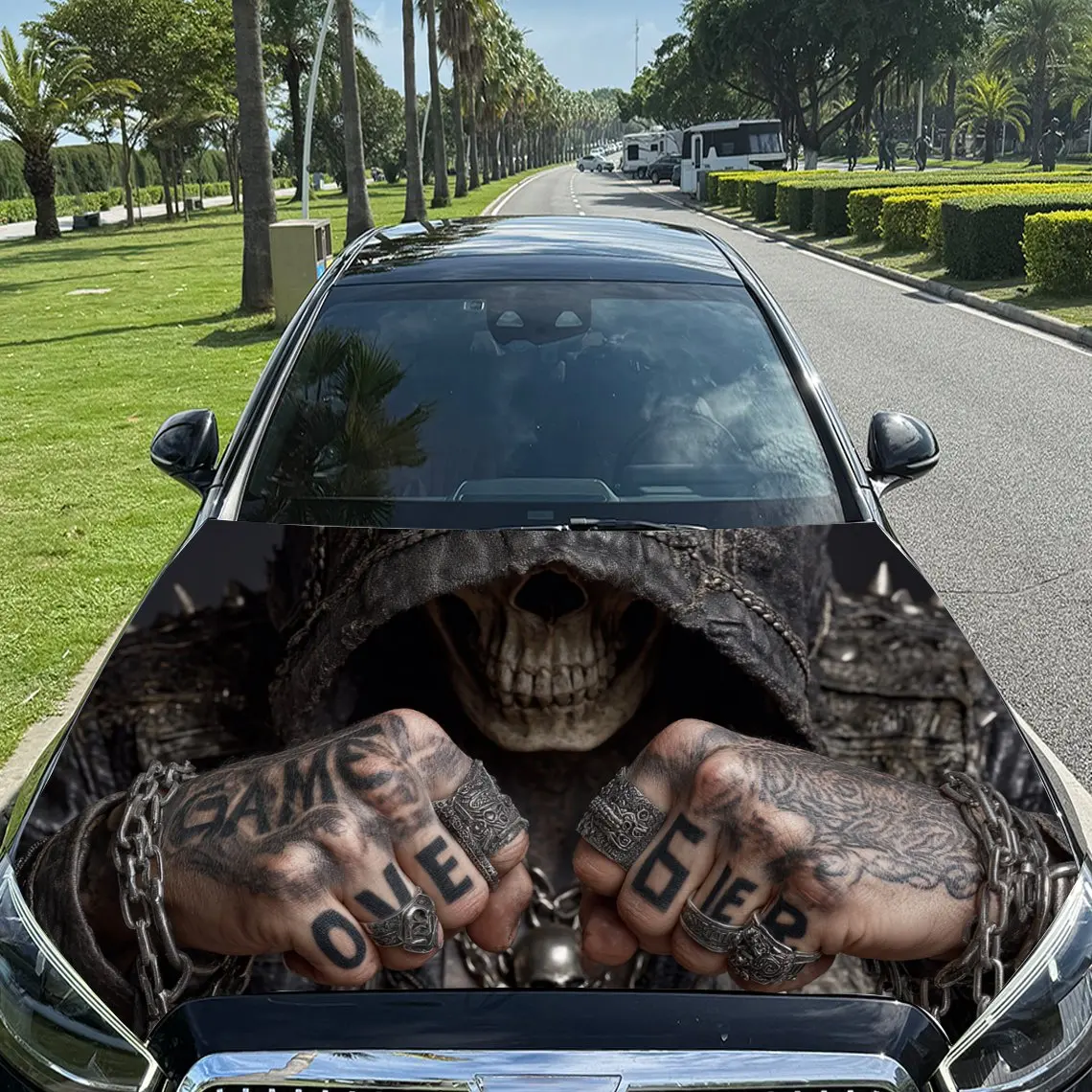 

Boxer Reaper Car Hood Vinyl Wraps, PVC Waterproof Car Bonnet Decals, Self-Adhesive Scratch-Resistant Stickers For Engine Cover,
