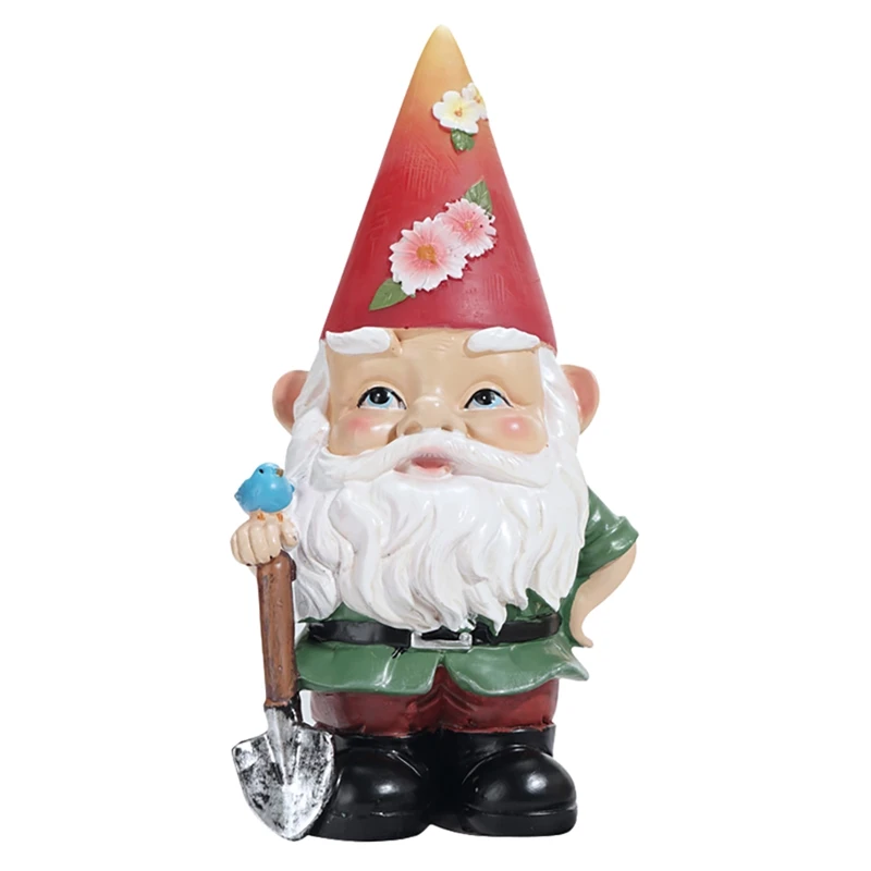 Outdoor Solar Gnome Ornaments Garden Gnome Statue With Solar Powered Lamp Dwarf Miner Resin Figurines Ornaments