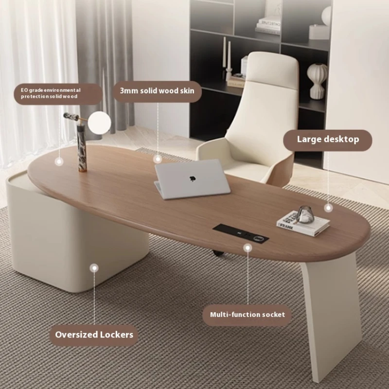 デザイナー木製オフィスデスク,ソケット付きオフィスデスク,エグゼクティブテーブル,白い書き込み,モダンなオーガナイザー,家庭