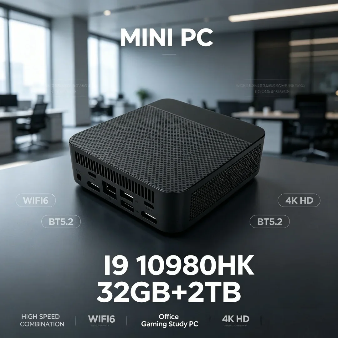 Mini Desktop Computer Intel Core I9‑10980HK Win11 16GB RAM 1TB‑2TB SSD WiFi6 BT5.2 High‑Performance PC for Daily Work Gaming Use