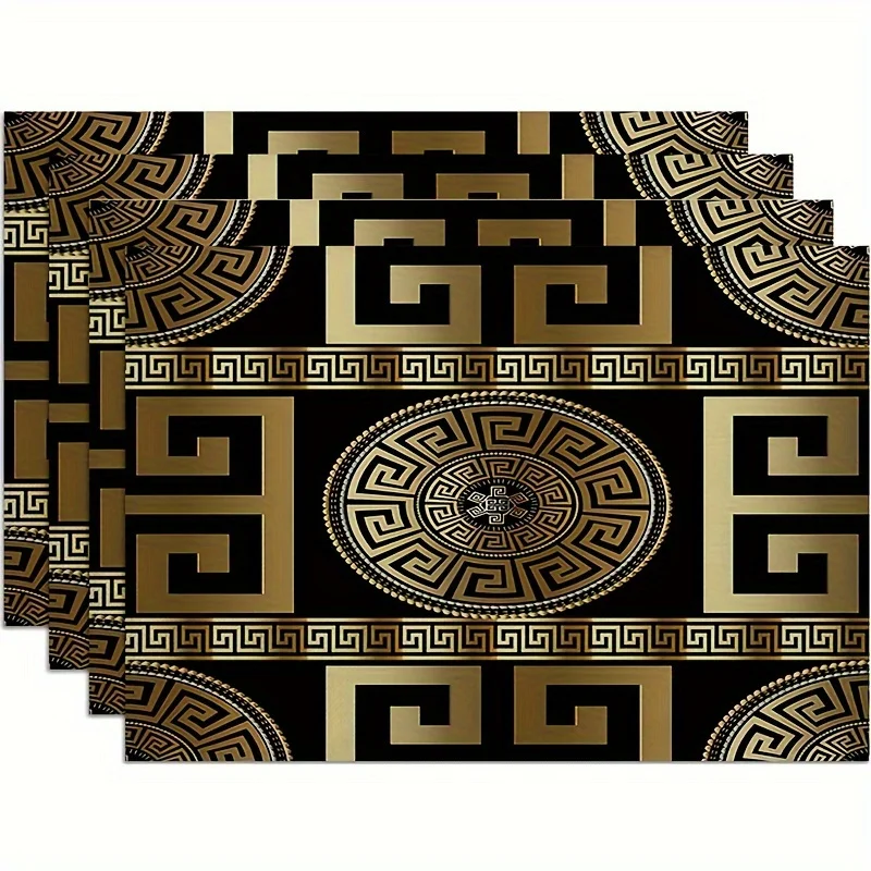 Elegant Blue and Gray Geometric Striped Table Placemats Perfect for Family Hotel Banquet and Holiday Settings