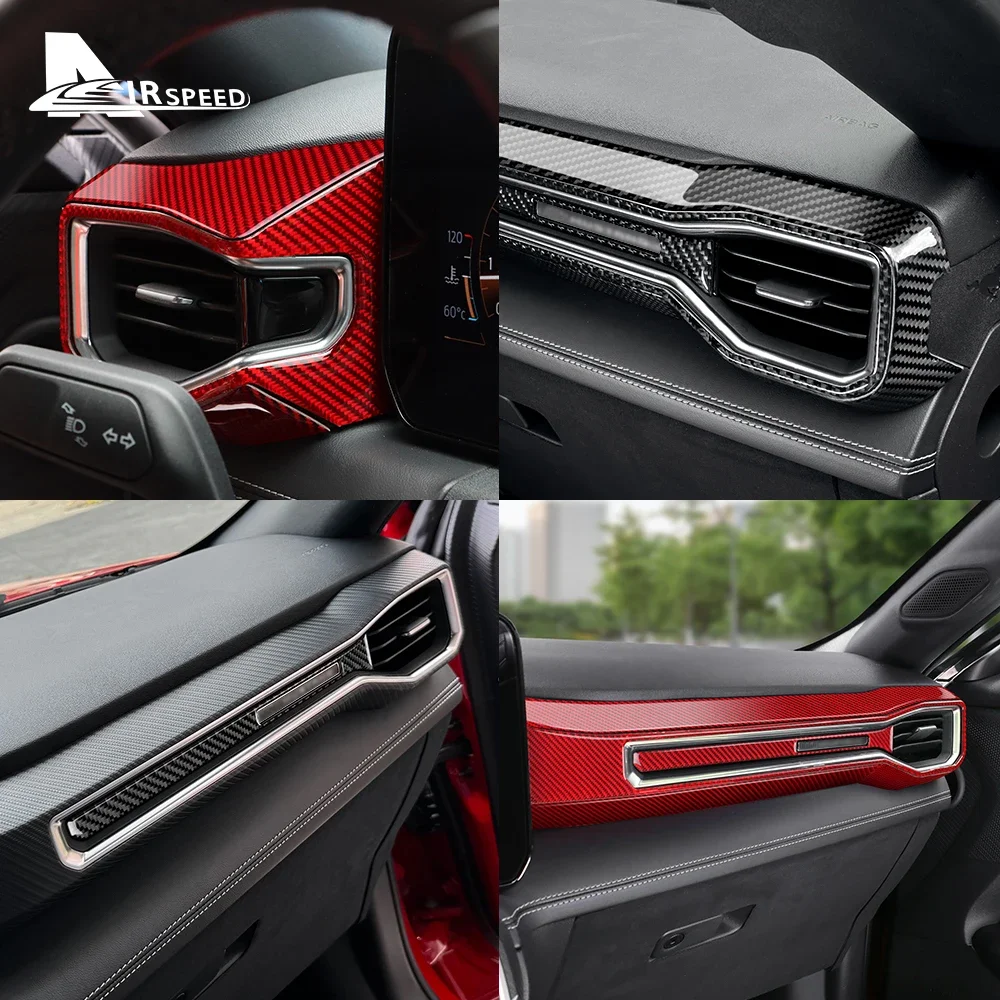 Real Soft Carbon Fiber Sticker For Ford Mustang GT Dark Horse EcoBoost 2024 2025 2026 LHD RHD Car Center Console AC Outlet Trim