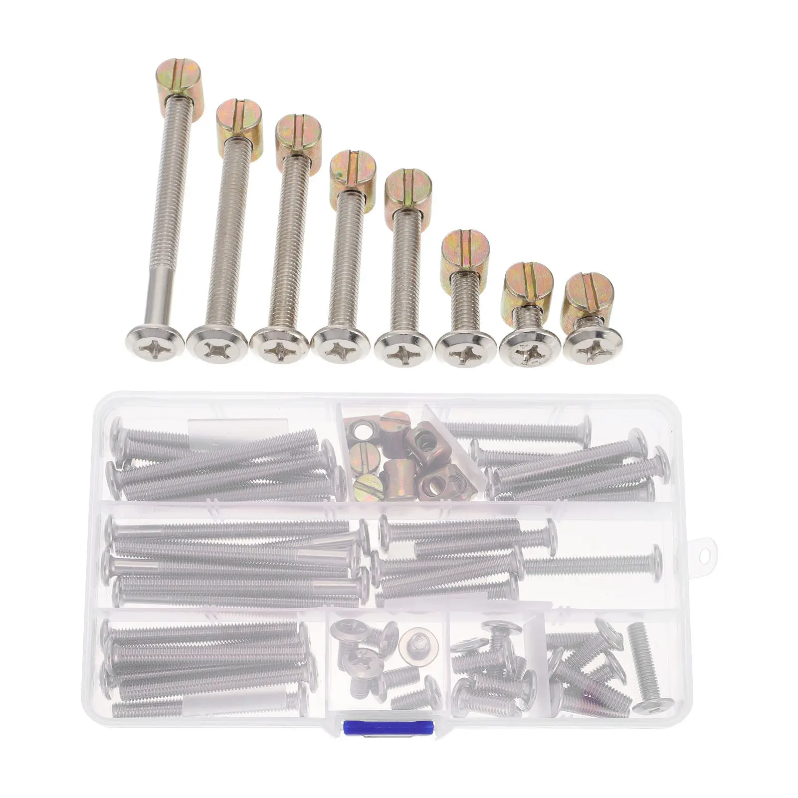 Infant Bed Screw Nut Kit for baby crib owners to keep crib stable Stainless Steel 58 pcs Silver