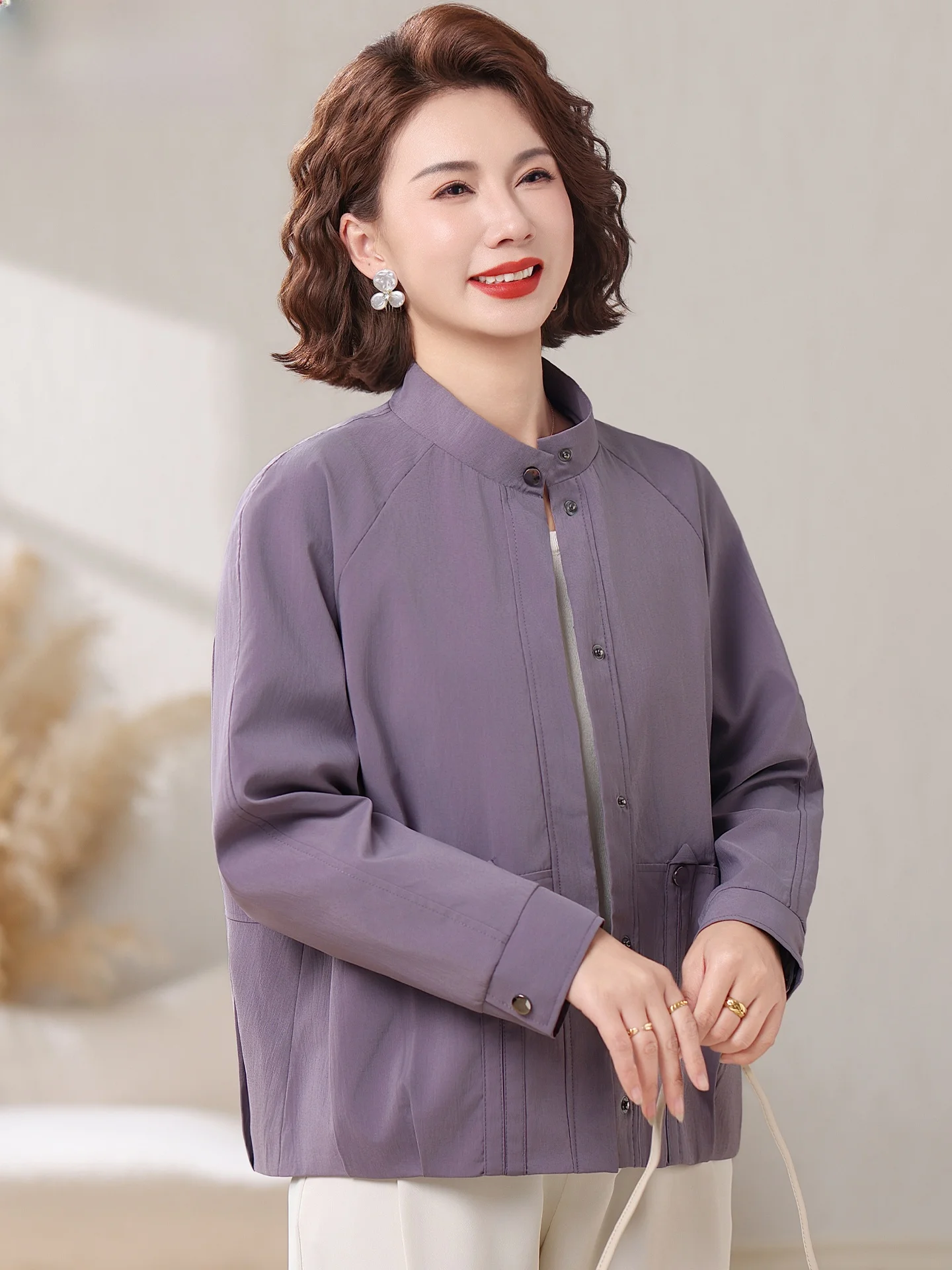 

Sli ort Spring Jaet for orter Mothers Middle-Aged Women Faionable Coat Warmth Comfortable Polyester Fiber Zipper ...