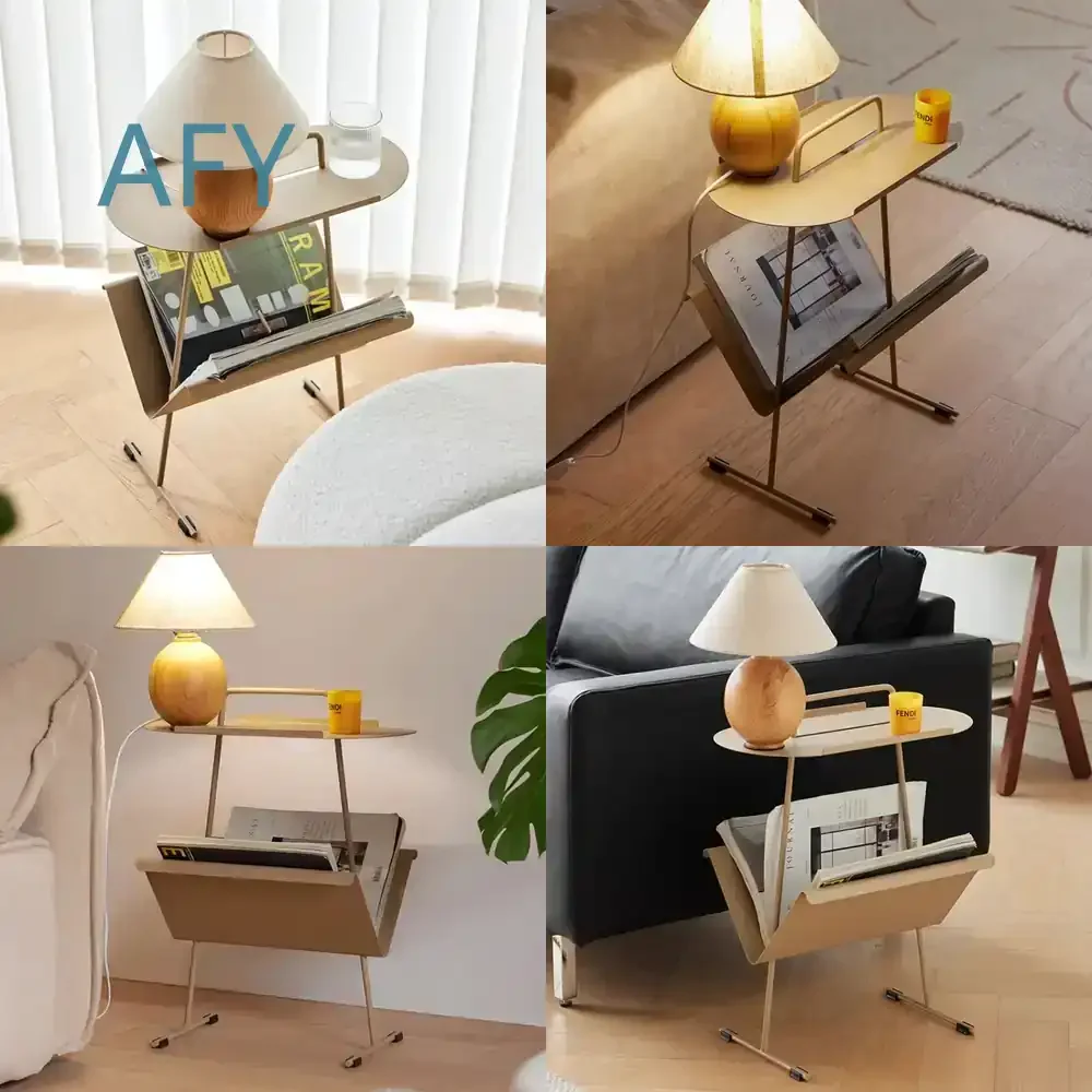 Minimalist Industrial End Table for Studio Flats Coffee Table Organizer Artisan Magazine Display Shelf Modular Storage Rack