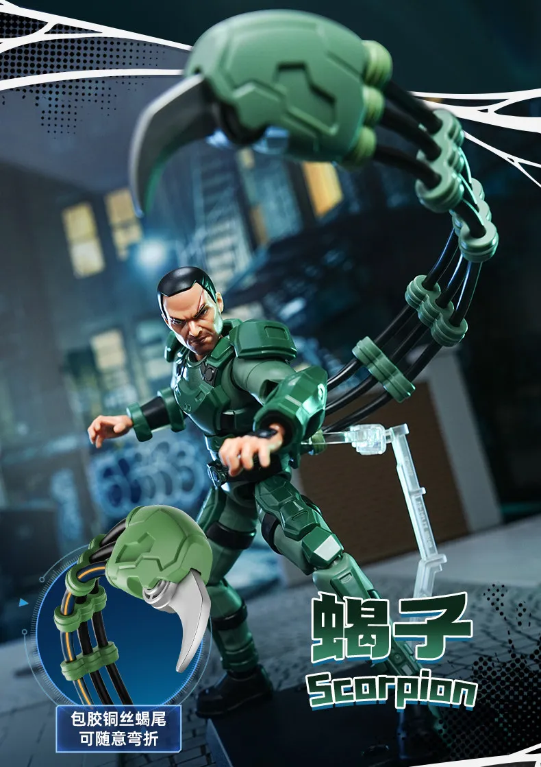 BLOKEES Spider-Man Venom Scarlet Spider Green Goblin Miles Morales Gwen Doctor Octopus Mysterio Scorpion Actionfigur Spielzeug Geschenk – Detail 29