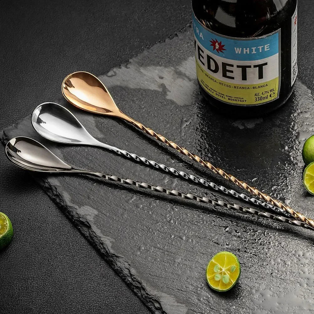 

1PC Long Handle Stainless Steel Spiral Cocktail Spoons Teadrop Scoops Bartender Tools Teadrop Spoon Bar Tool