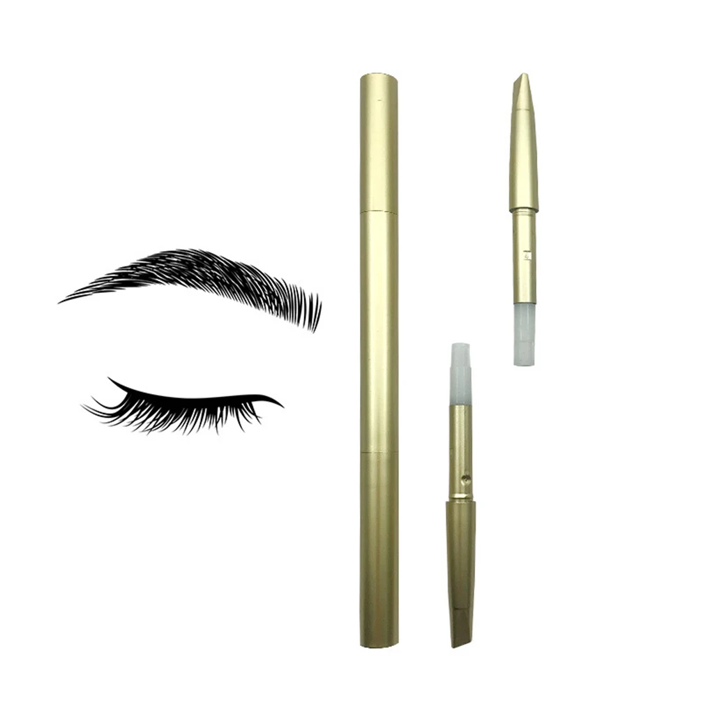 Private Label Austauschbarer doppelseitiger goldener Augenbrauenstift mit Pinsel, individuelles Logo, langlebig, einfach zu bedienendes Make-up im Großhandel