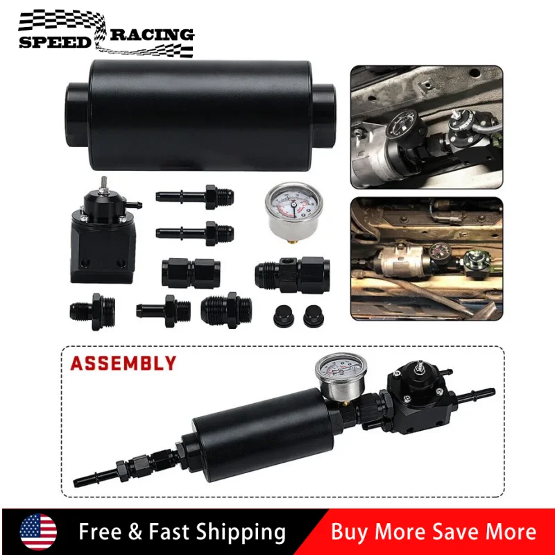 

High-Flow Fuel Pressure Regulator FPR Fuel Filter Kit For 2001–2006 BMW E46 M3 3.2L FF-1045 Black