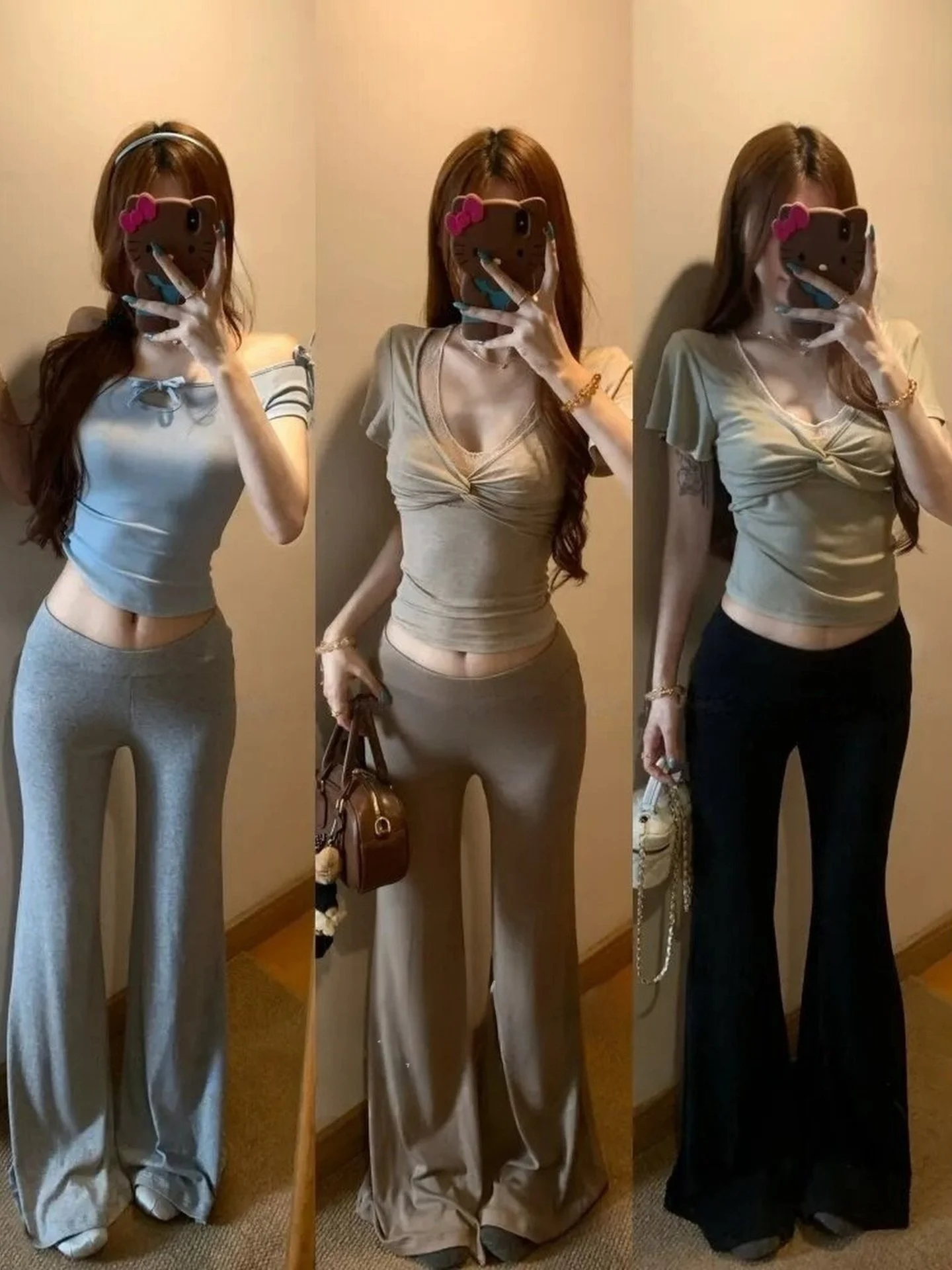 

Korean Style Lazy Loose Casual Pants Women's Straight Leg Slimming Floor-Length Trousers Natural Waist Bell Bottoms