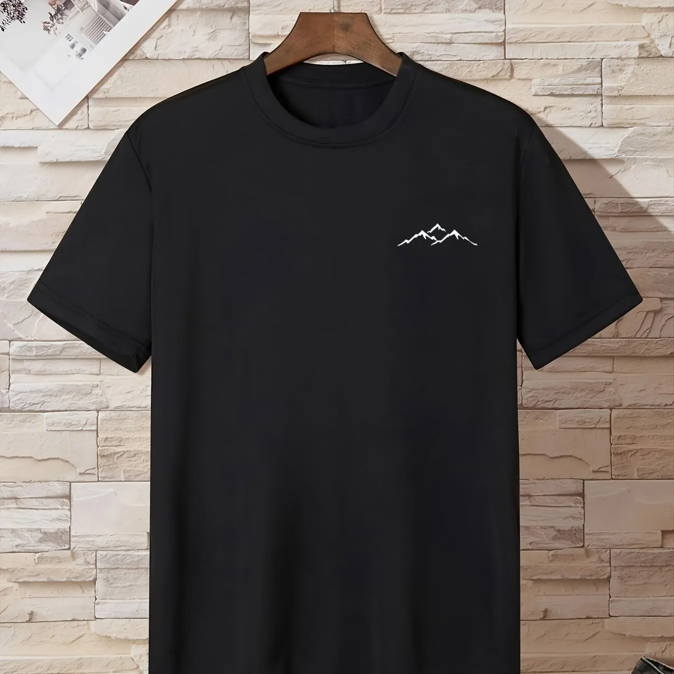 

Summer Men's 100% Cotton Casual Sports Loose Large Mountain Pattern Printed Comfortable Round Neck Short Sleeve T-shirt Top