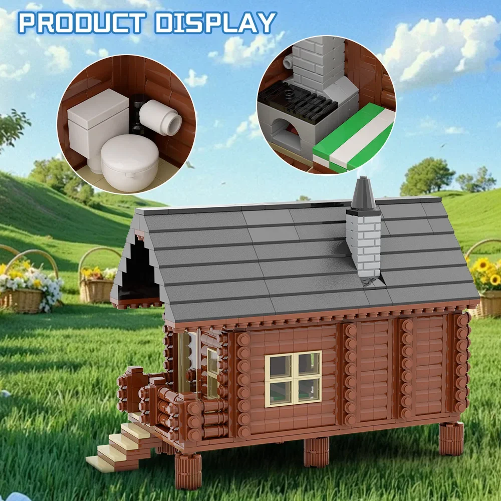 MOC Cabina de madera Juguetes de bloques de construcción Regalos