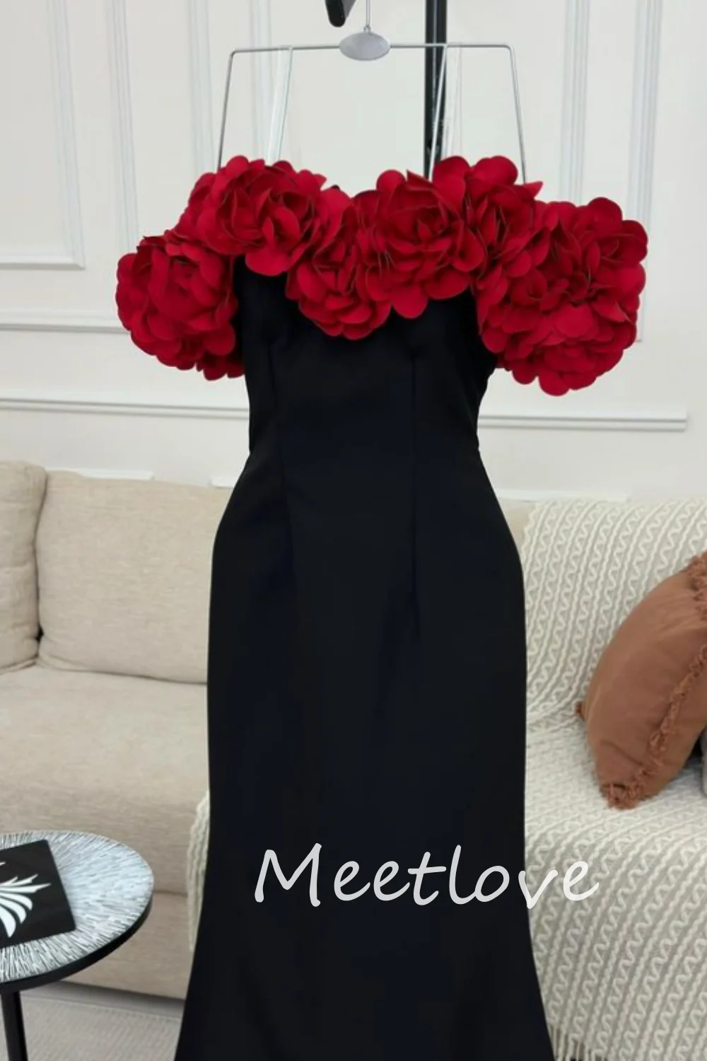 Meetlove 2024 Customized Women Mermaid Strapless Sleeveless Prom Dress Flower Party Dress Formal Evening Gown Cocktail Dress