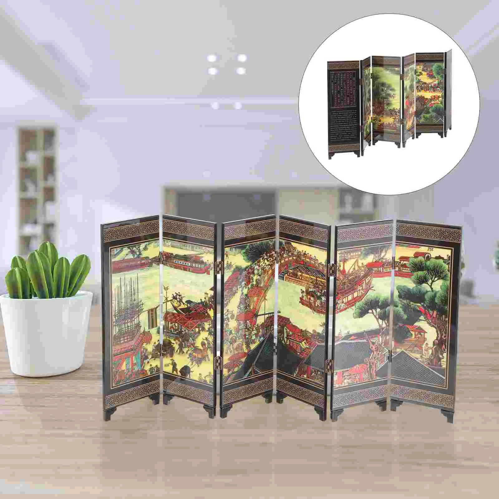 Decorative Screen Ornaments Room Separators Divider Wall Partition Home Small Folding Japanese-style with Shelves