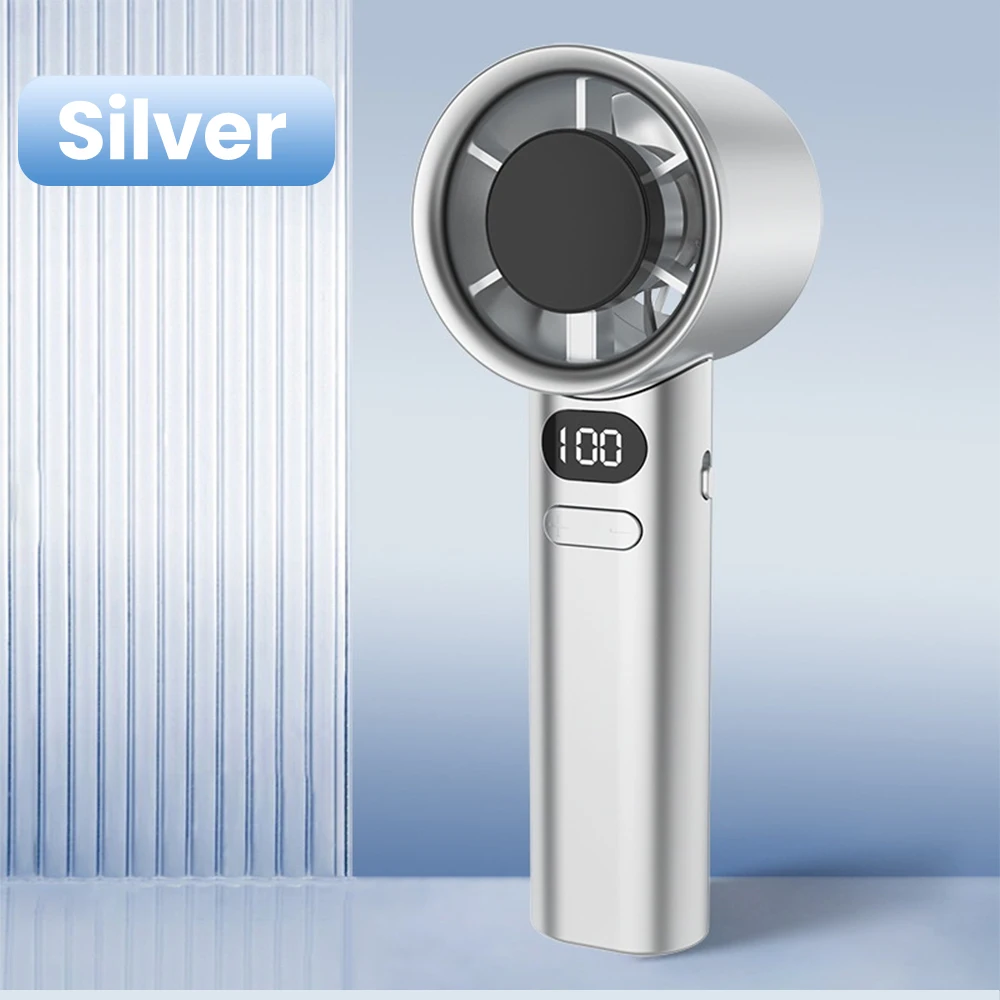 Turbo Mini Fan Adjustable High Wind USB Rechargeable Handheld Battery Display Turbofan Portable Home Outdoor Electric Fan Mini