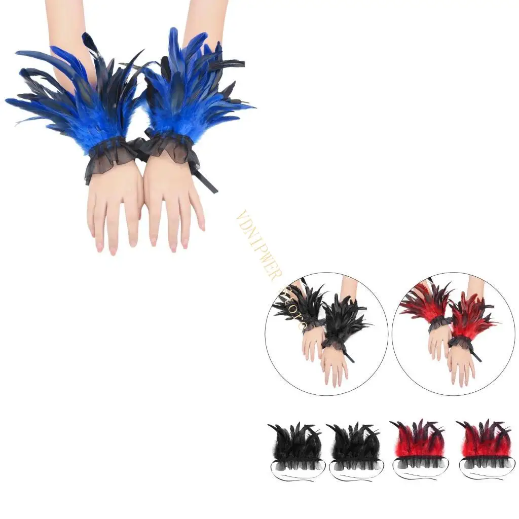 Nhập vai tay áo lông vũ trang phục phụ kiện cho lễ hội âm nhạc Halloween D08E