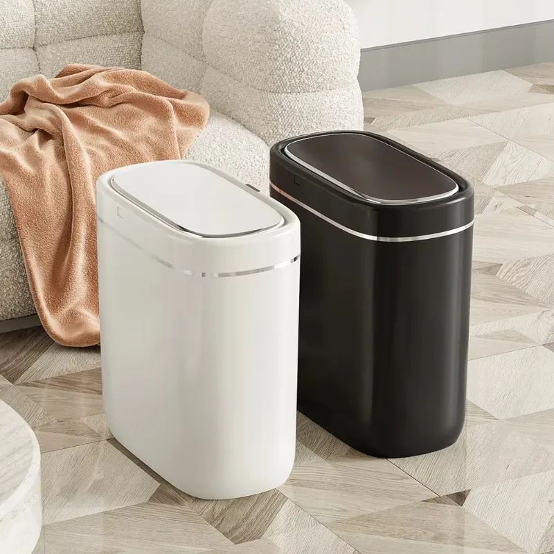 7L 9L Contactless Bathroom Trash Bin Waterproof USB Battery Powered Plastic Standing Sensor Automatic Cover Smart Trash Bin