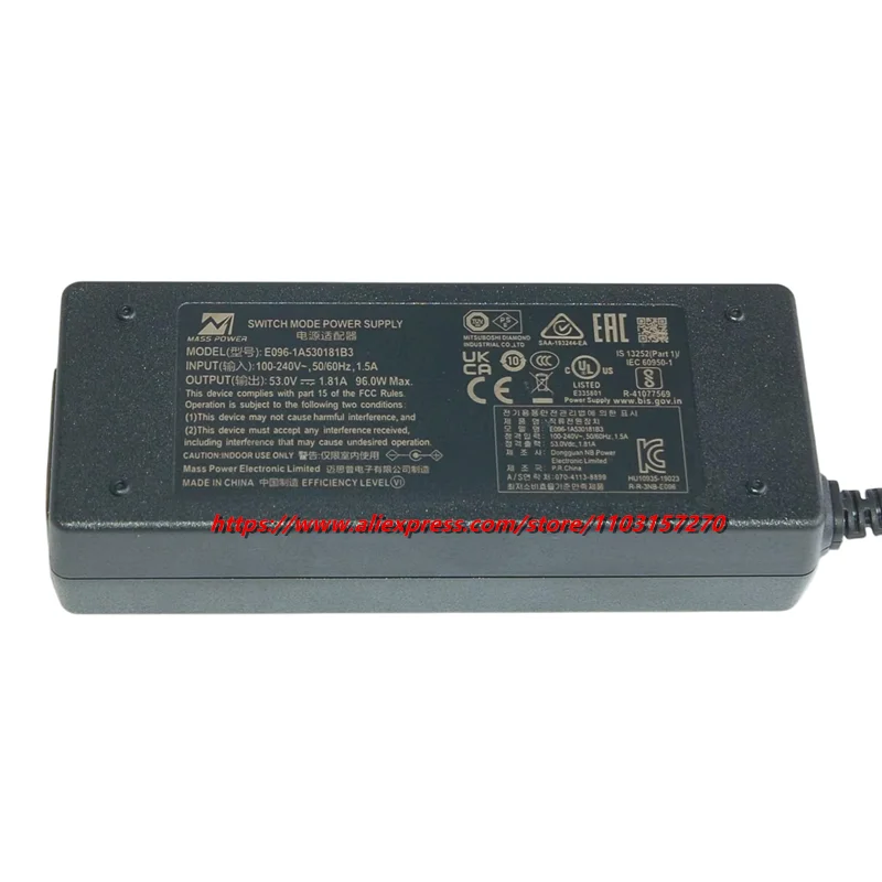 Genuine MASS POWER E096-1A530181B3 Switch Mode Power Supply 53V 1.81A 96W 6.5x4.4mm AC DC Adapter Charger