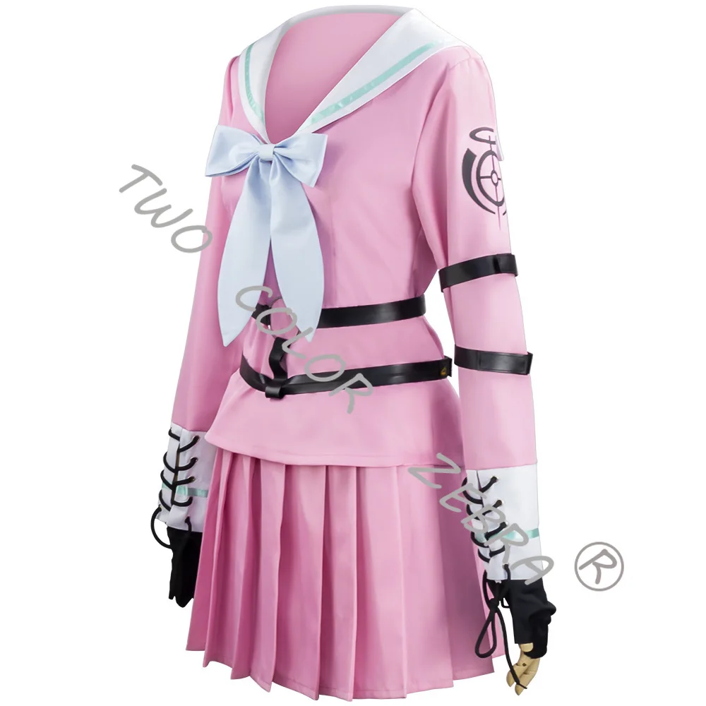 Anime Danganronpa V3 Miu Iruma Cosplay JK Costume Wig Pink Sailor Uniform Pleated Skirt Full Set for Halloween Party Roleplay view 4