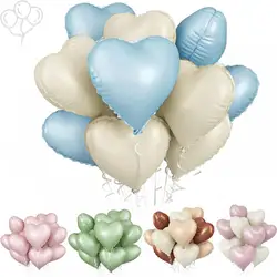 Palloncini Foil cuore da 18 pollici 10 pezzi palloncini cuore retrò crema rosa blu per compleanno Baby Shower Baptsim decorazione festa di nozze