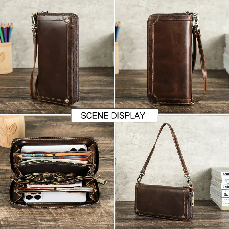 HTS-MC1036 RFID Anti-theft Brush Multifunctional Leather Handbag That Can Hold Mobile Phones, Long Wallets, High-end Handbags