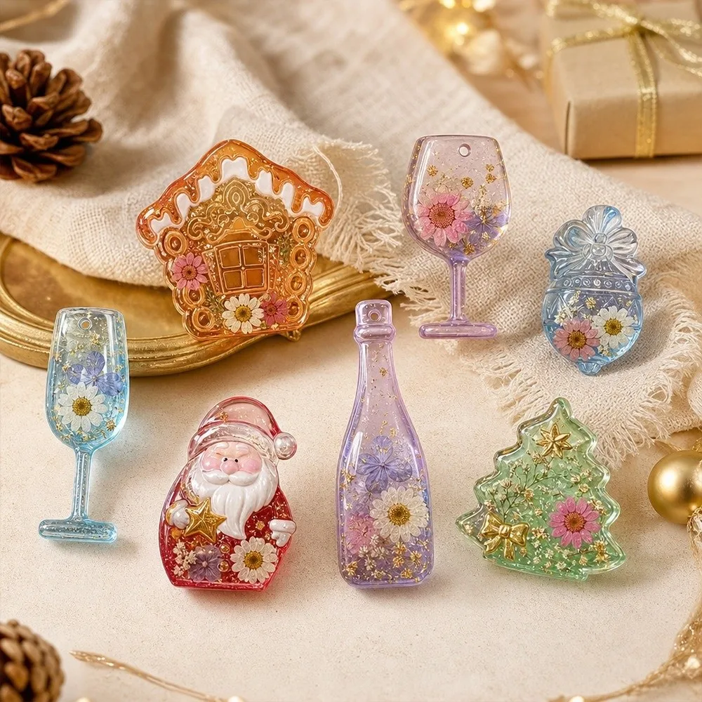 DIY Christmas Mini Mold Silicone Easy Release Xmas Ornament Mold Heat-resistant Non-stick Plaster Wax Epoxy Resin Mold