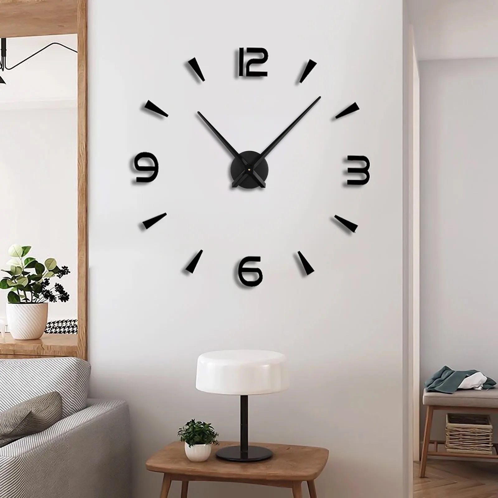 

Pcs 3D Hands Needles Wall Decor Clock Clock Quartz Mechanism Silent Home Decor Accessory Metal Wall Clocks Black