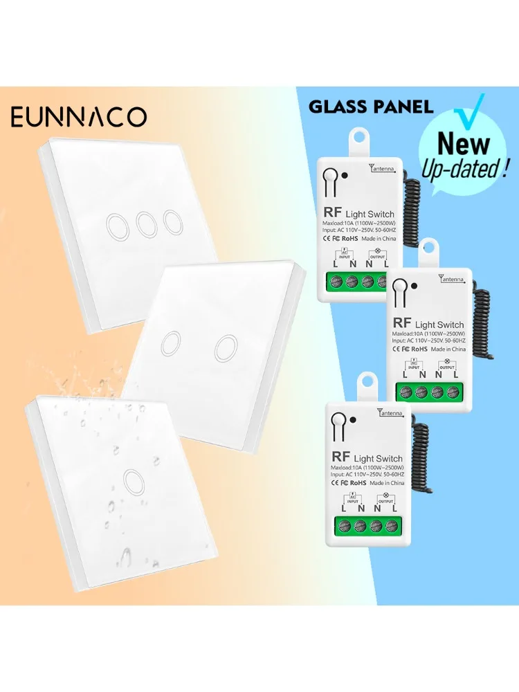 Bezprzewodowy panel dotykowy RF433Mhz do inteligentnego domu, mini odbiornik przekaźnikowy AC110V 220V do urządzeń domowych, lamp LED, wentylatorów, telewizorów. — zdjęcie produktu 7