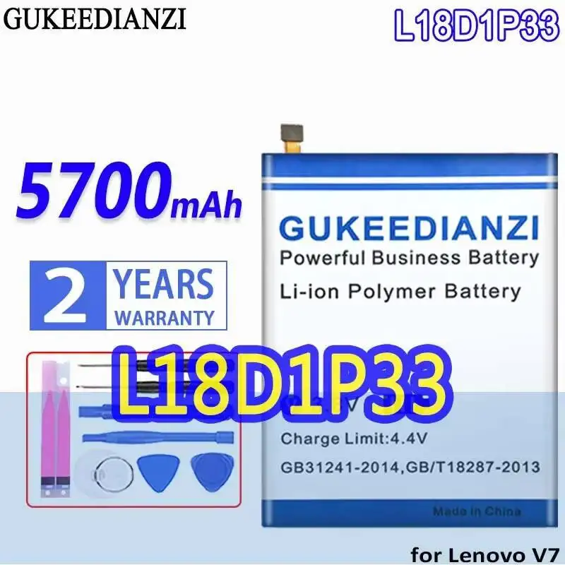 

L18D1P33 Экологически чистый аккумулятор мобильного телефона для Lenovo V7 5700 мАч