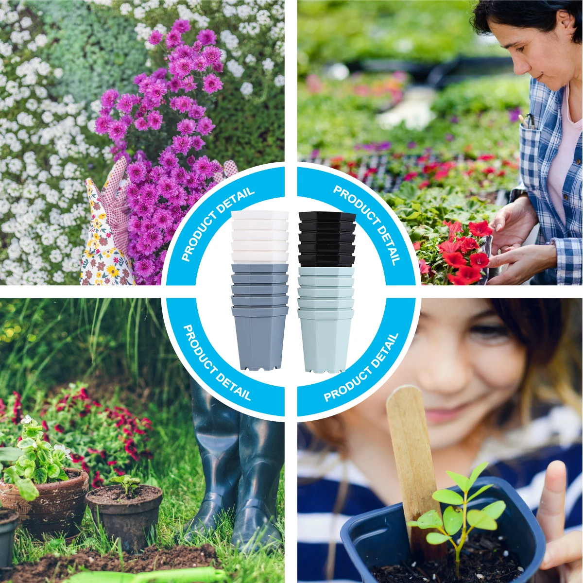 

20pcs Plastic Flower Pot Durable Plant Home Balcony Office Non Fade Drainage Octagonal Succulents Cactus Violets