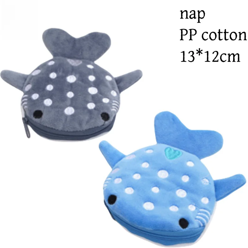 Creatieve Sharkshape Pluche Portemonnee Leuke Decoratie Hanger Kleine Walvissen Portemonnee Kabelpakket Dierenportemonnee Oortelefoon Opbergtas