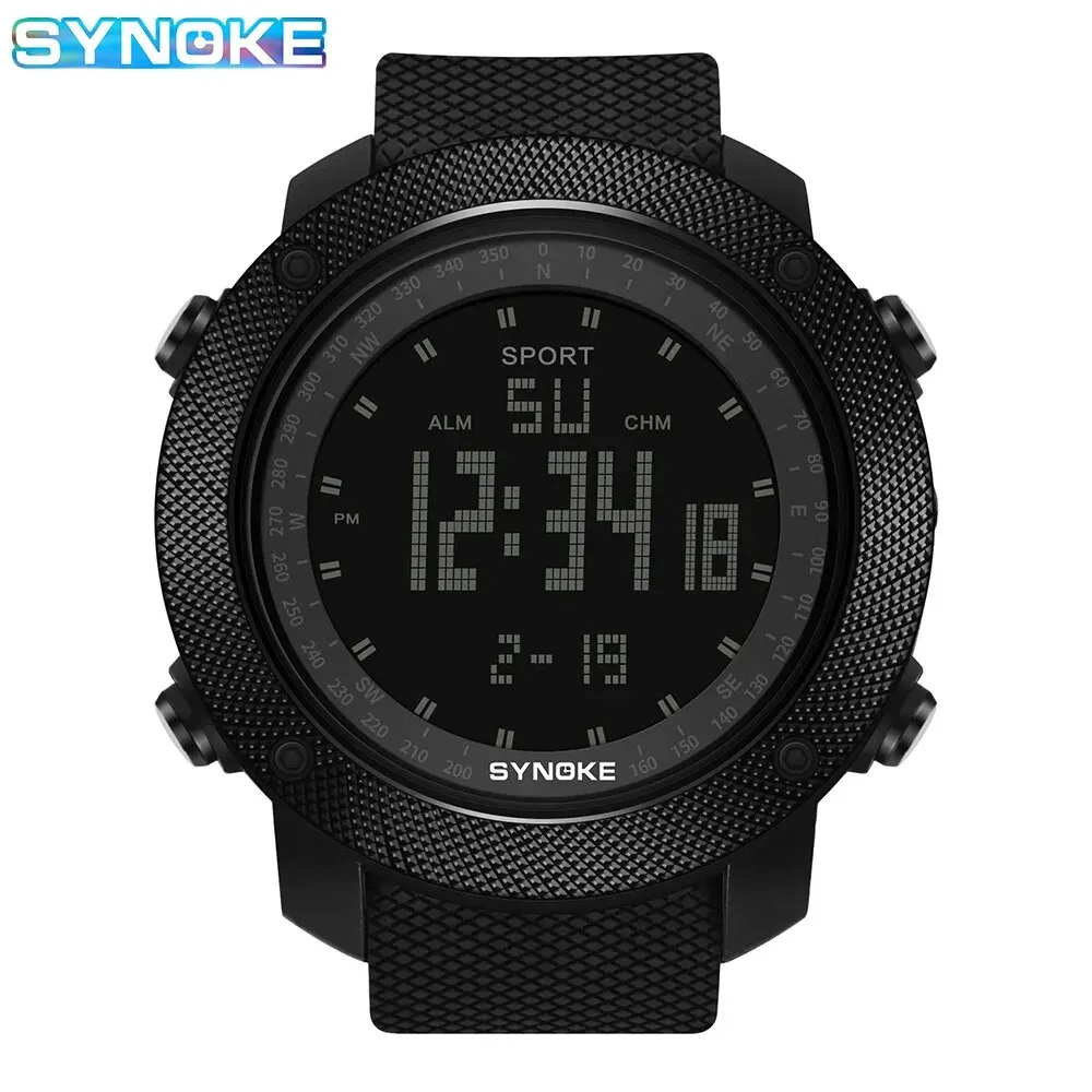 SYNOKE Digital Watch Waterproof Shock Resist Large Screen Outdoor Sports Running Swimming Outdoor Sport Military Watches WR50M