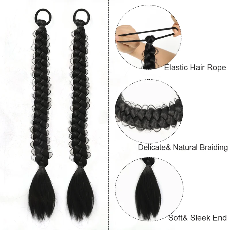 Extensions de queue de cheval tressées synthétiques pour femmes, bande élastique, torsades de pâte frite, boîte de tresse, extensions de cheveux tressés, 24 po