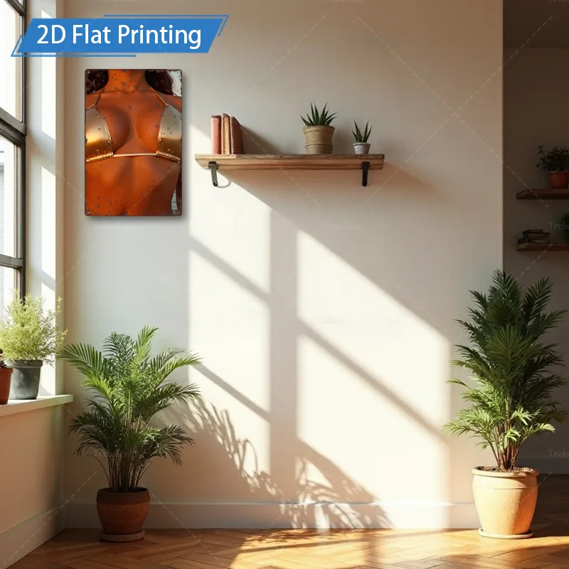 1pc Metal Sign, 4x16inch Modern Abstract Orange Artwork for Living Room Decor - 2D Flat Printing Metal Wall Art